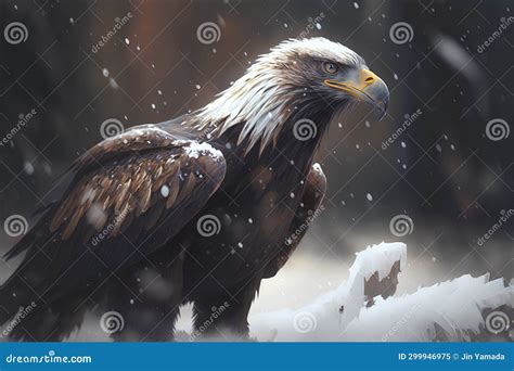 Bald Eagle in the Snowy Forest. 3D Illustration. Toned Stock ...