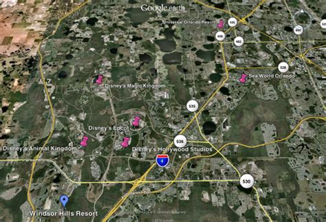 HAPI Florida Rentals :: Map showing Windsor Hills and nearby theme parks