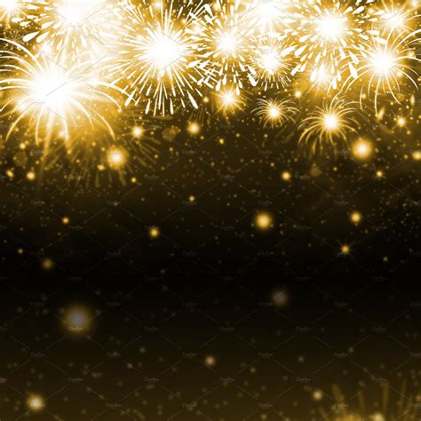 Gold fireworks background | Custom-Designed Illustrations ~ Creative Market