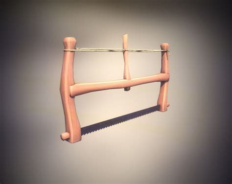 Game-ready Medieval Saw LP PBR Carpenter tool 3D model FBX BLEND