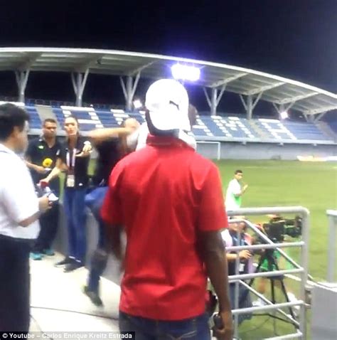 Paulo Wanchope filmed FIGHTING in the stands as Costa Rica boss brawls ...