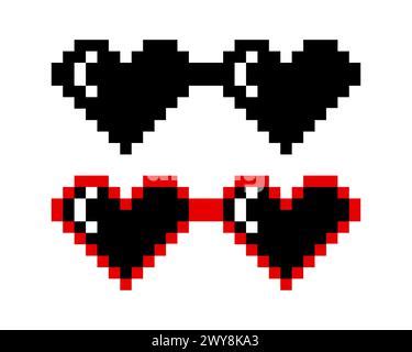 Pixelated Sunglasses Set. Pixel Boss Glasses, 8 bit Style. Meme Game 8 ...