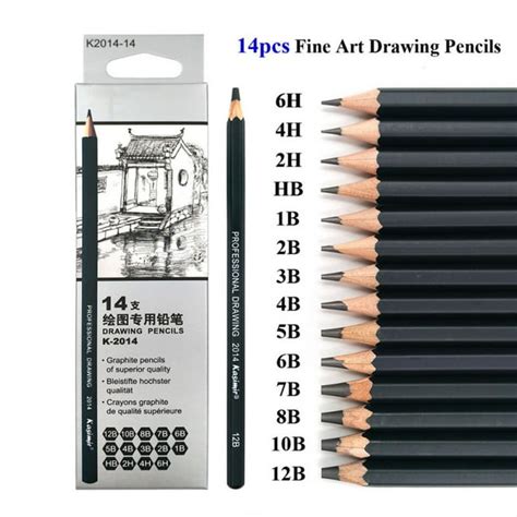 Drawing Pencils 14pcs/set 12B 10B 8B 7B 6B 5B 4B 3B 2B B HB 2H 4H 6H ...