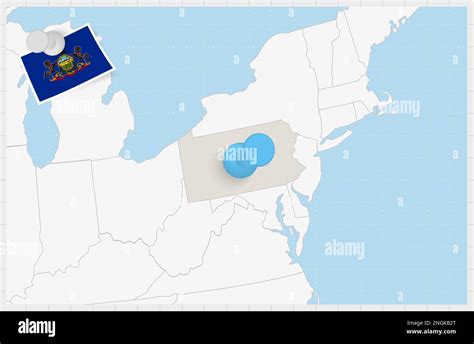 Map of Pennsylvania with a pinned blue pin. Pinned flag of Pennsylvania ...