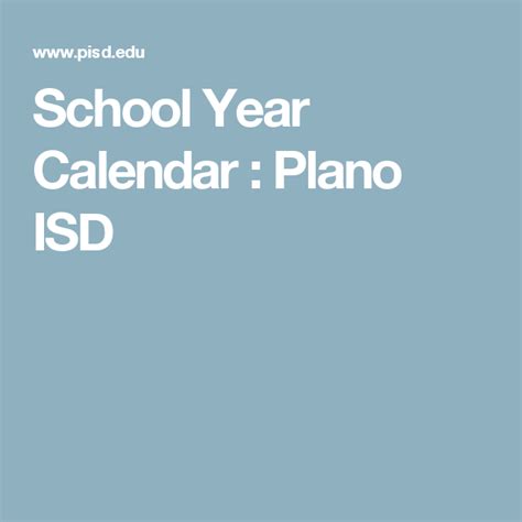 School Year Calendar : Plano ISD | Independent school, Plano, School year