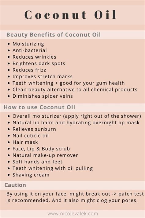 Coconut Oil Beauty Benefits And Uses - NICOLEVALEK.COM | Coconut oil beauty, Coconut oil hair ...