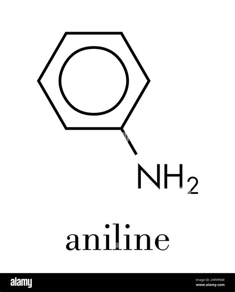 Aniline (phenylamine, aminobenzene) molecule. Skeletal formula Stock ...