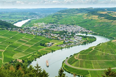 River Mosel with Ship and Vineyards in Germany Photograph by Matthias Hauser - Fine Art America