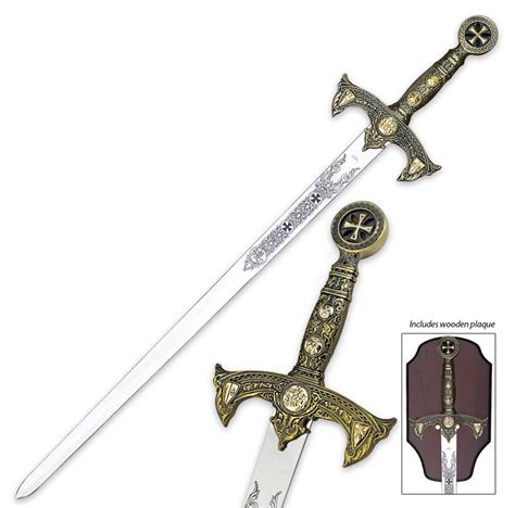 47" Medieval 12th Century Knights Templar Crusader Sword with Plaque Bronze