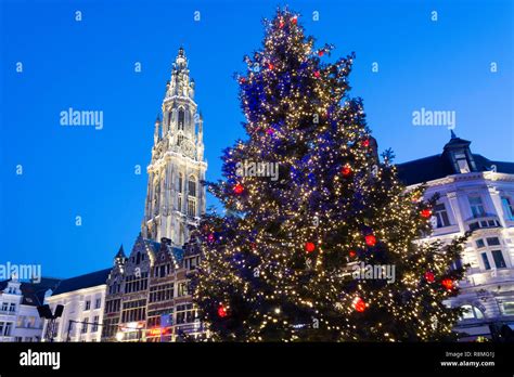 Christmas tree and Cathedral of Our Lady, Antwerp Christmas Market ...