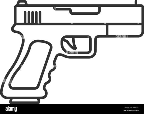 Gun, pistol linear icon. Thin line illustration. Firearm. Contour symbol. Vector isolated ...