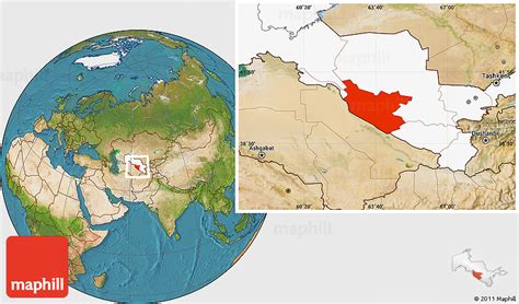 Satellite Location Map of Bukhara, highlighted country