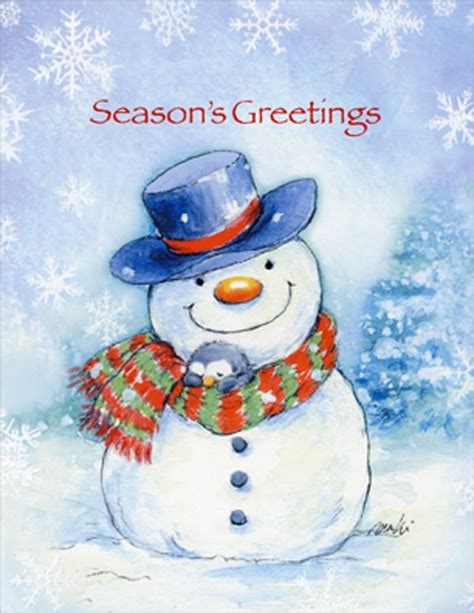 Designer Greetings Cute Snowman with Top Hat Box of 18 Christmas Cards ...