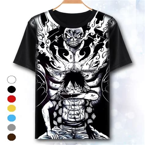 [XHTWCY] One Piece T Shirt Luffy Straw Hat Japanese Anime T Shirts O neck Black T shirt For Men ...