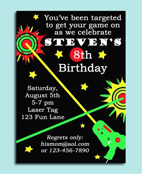 Laser Tag Birthday Invitation Printable and Printed with FREE SHIPPING - Laser Tag Collection ...