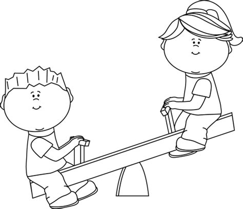 See Saw Playing Coloring Coloring Pages