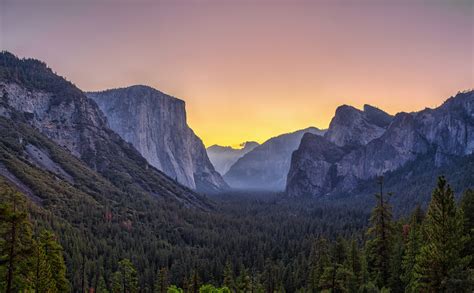 Download Mountain Cliff Landscape Forest Nature Yosemite National Park HD Wallpaper