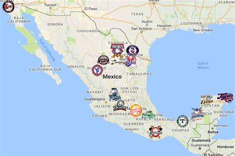 Mexican League Map | Teams | Logos - Sport League Maps