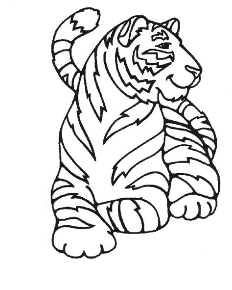 Simple Tiger - Tiger Coloring Pages for Kids