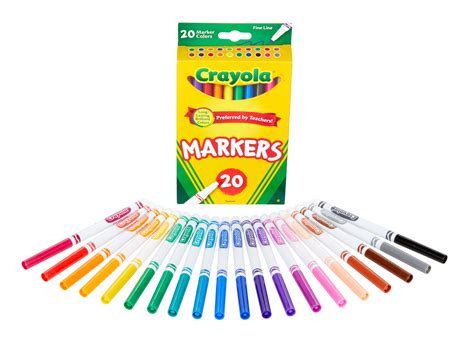 Crayola 20 Count Fine Line Classic Markers, Child Ages 3+ - Walmart.com