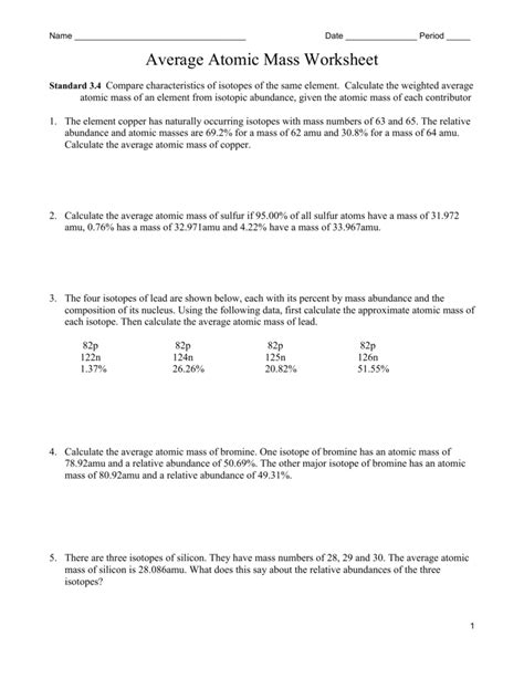 Handout 03 - Average Atomic Mass