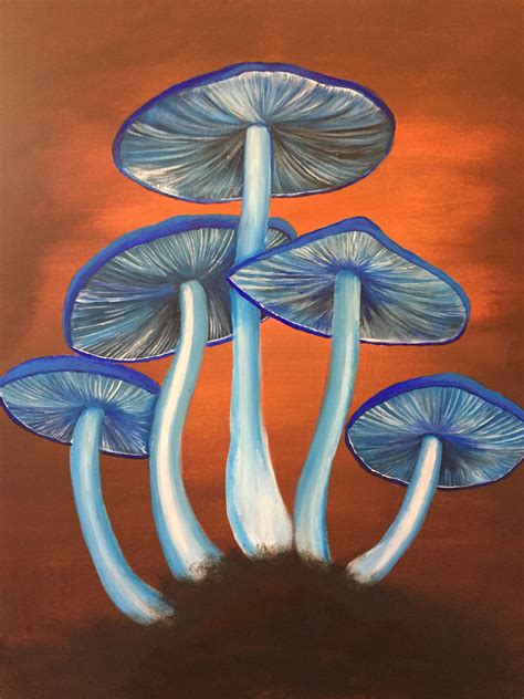 Blue mushrooms. Acrylic painting. | Art painting, Nature paintings acrylic, Art painting acrylic