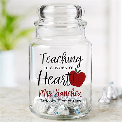 Inspiring Teacher Personalized Glass Candy Jar | Personalized candy jars, Teacher valentine ...