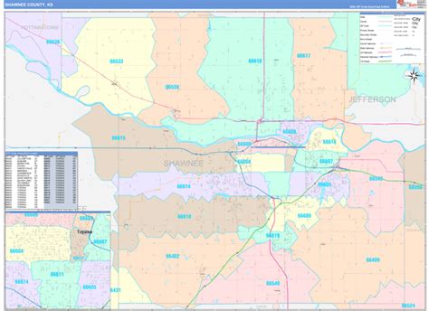 Shawnee County, KS Wall Map Color Cast Style by MarketMAPS - MapSales