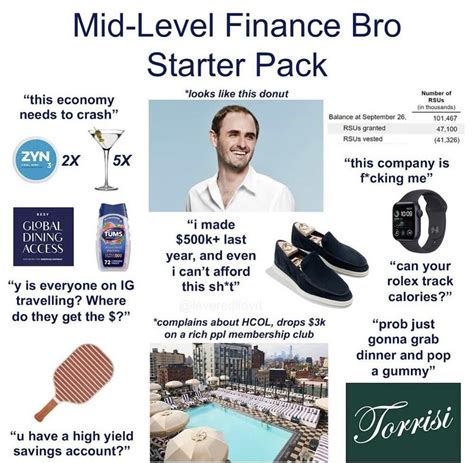 Mid-Level finance bro starter pack : r/FinancialCareers