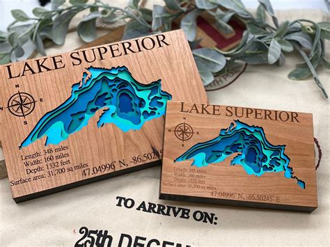 Lake Superior Depth Map/3d/layered Lake Depth Superior/ - Etsy