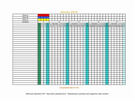 Modèle planning hebdomadaire excel - young planneur