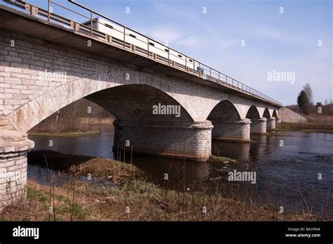 historic humpback bridge in the river Kasari Stock Photo - Alamy