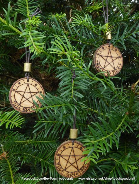 3 Pagan Yule tree decorations Pentagram Pentacle | Etsy