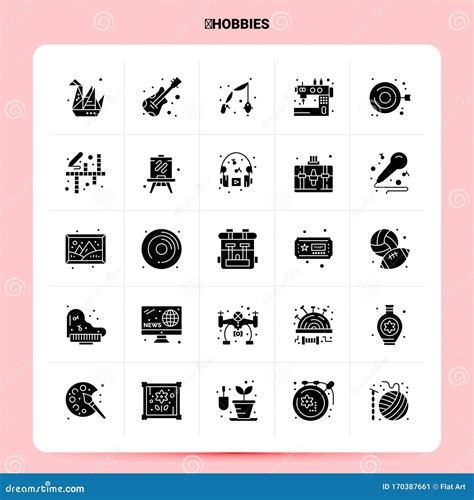 Solid 25 Hobbies Icon Set. Vector Glyph Style Design Black Icons Set ...