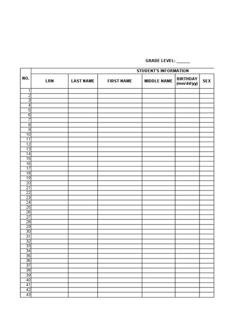 Masterlist of Students FORMAT | PDF