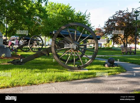 The Town common in Plaistow, New Hampshire, USA which is part of scenic ...