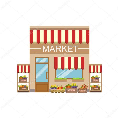 Vegetable Market Commercial Building Facade Design ⬇ Vector Image by ...