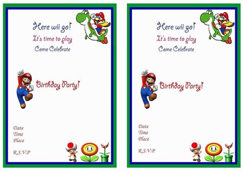 http://birthdayprintable.com/?cat=502 | Super mario invitation, Super ...