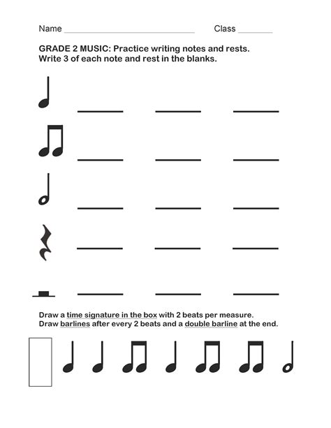 Musical Notes And Rests Worksheets