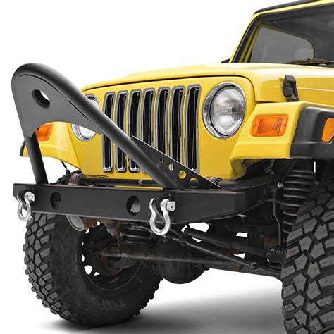 Jeep Wrangler 1997-2006, Off-Road™ Classic Stubby Black Front Winch HD Bumper with Stinger by ...