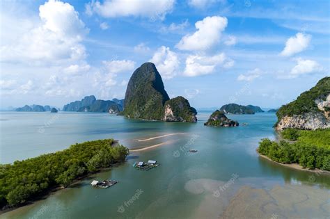 Premium Photo | Aerial view of Beautiful scenery in Phang Nga bay with mangrove tree forest and ...