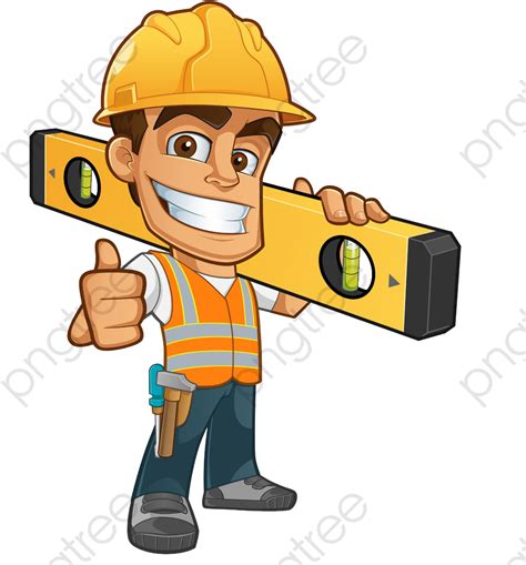 Ruler Clipart Horizontal - Cartoon Construction Worker - Png Download ...