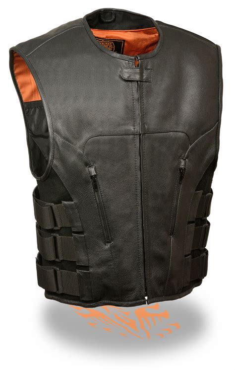 Buy Milwaukee Leather Men's Bullet Proof Look Style Swat Vest Single Panel Back & Dual Inside ...