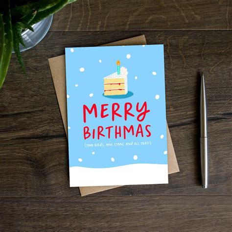 Funny December Birthday Card Merry Birthmas Christmas | Etsy