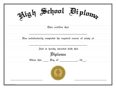 a certificate for high school diploma