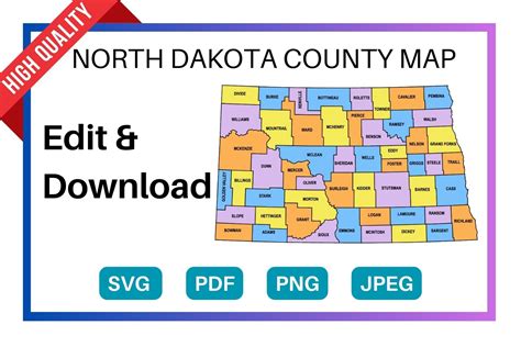 North Dakota County Map: Editable & Printable State County Maps