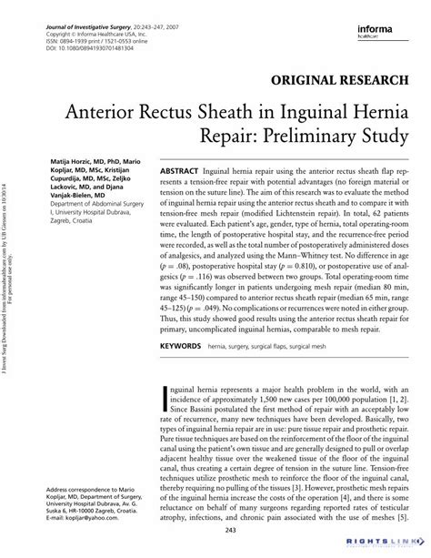 (PDF) Anterior Rectus Sheath in Inguinal Hernia Repair: Preliminary Study - DOKUMEN.TIPS