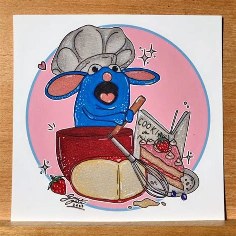 Tutter Mouse Baking, A6 Mini Print by Graceowenart 5 X 5 Inches, Art ...