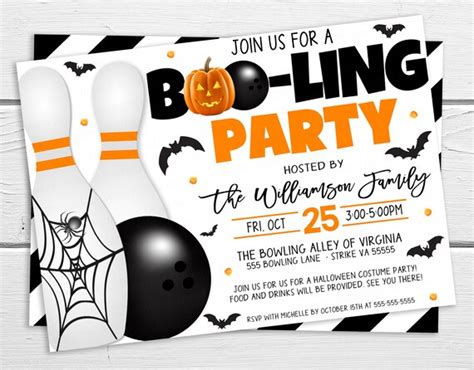 Halloween Bowling Party Invitation, Boo-ling Invite, Adult Kids Bowling Party, Let's Strike Up ...