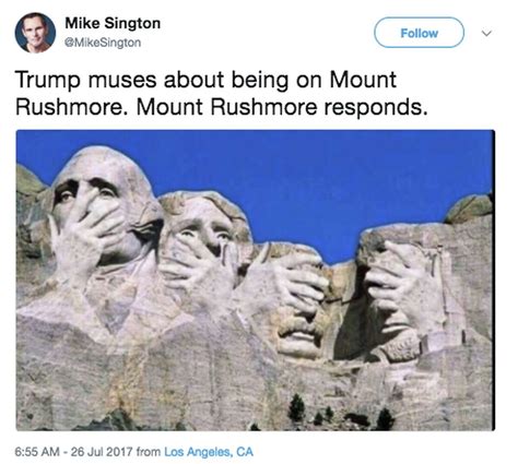 Twitter responds to Donald Trump's joke about being added to Mount Rushmore